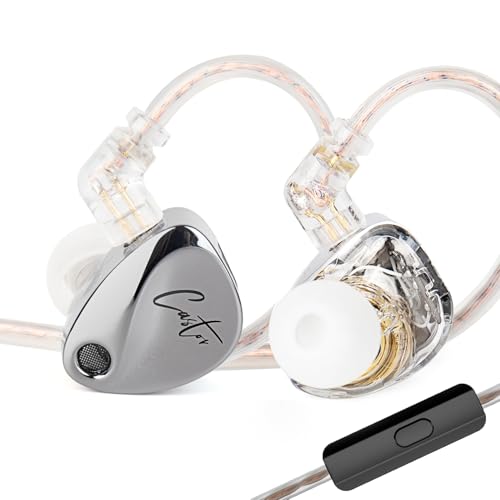 KZ Castor in Ear Monitor Headphones, Dual-Dynamic Driver Wired Gaming Earphones, HiFi IEM Wired Earbuds Noise Cancelling, 2Pin-C Detechable Cable Earbuds with Mic - color: Silver, style: with Mic