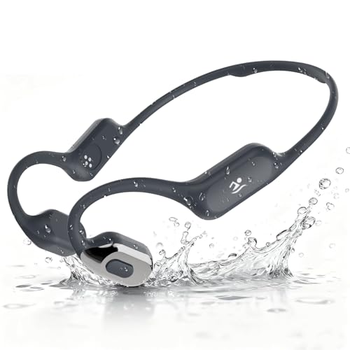 Swimming Headphones with Safelight, IPX8 Waterproof Bone Conduction Headphone Wireless Underwater Earbuds with 32GB Memory for Swimming, Cycling, Marathon