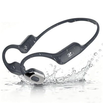 Swimming Headphones with Safelight, IPX8 Waterproof Bone Conduction Headphone Wireless Underwater Earbuds with 32GB Memory for Swimming, Cycling, Marathon