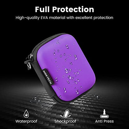Earbud Case, RISETECH Earphone Case Holder Hard EVA Headphone Small Zipper Pouch Compatible with Wireless in-Ear Headset, SD Cards, USB Charger Cable, AirPods, Sony Wired Earbuds with Keychain -Purple - color: Purple