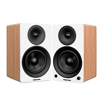 Fluance Ai61 Powered 2-Way 2.0 Stereo Bookshelf Speakers with 6.5" Drivers, 120W Amplifier for Turntable, TV, PC and Bluetooth 5 Wireless Music Streaming - RCA, Optical, USB & Sub Out (Lucky Bamboo) - color: Lucky Bamboo, size: Without Stand