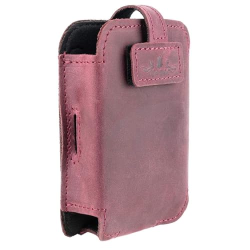 Euphonium Wireless Microphone Clip-On Pouch. Genuine Leather Bodypack Holder w. Secure hook & loop Straps - color: Marsala, size: Euphonium