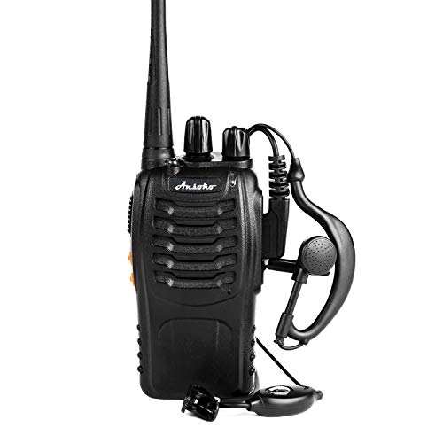 Walkie Talkies Rechargeable Long Range Two Way Radios 16-Channel with Earpiece Battery n Charger (3 Pack) - color: Black-3 Pack