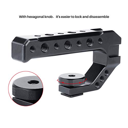 UURig R005 Camera Hot Shoe Top Handle Grip, Universal Video Stabilizing Rig W 3 Cold Shoe Adapters for Sony A7III to Mount Microphone, LED Light, Monitor, Easy Low Angle Shots Metal