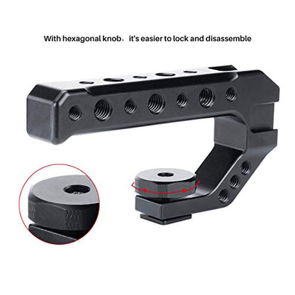 UURig R005 Camera Hot Shoe Top Handle Grip, Universal Video Stabilizing Rig W 3 Cold Shoe Adapters for Sony A7III to Mount Microphone, LED Light, Monitor, Easy Low Angle Shots Metal