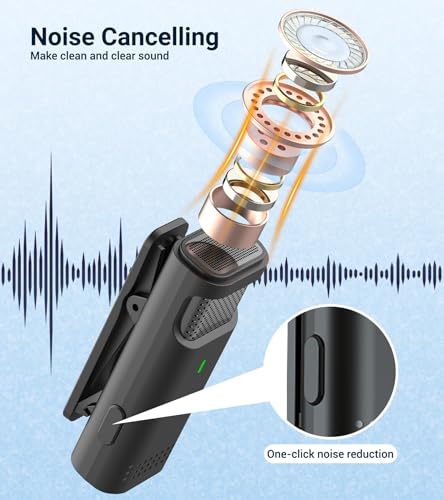 Wireless Lavalier Microphone for iPhone USB C Lav Mic for iPhone 17 16 Android Phone Microphone Video Recording TikTok Vlog Noise Canceling Clip On Microphones (Black, M6-2 in 1)