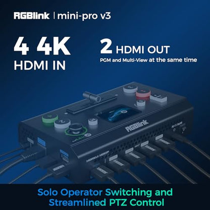 RGBlink Mini-Pro Video Switcher, 4K HDMI Input & PTZ Control - color: mini-pro v3