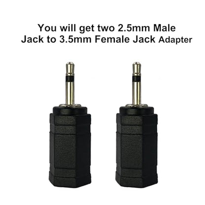 2.5mm Male Mono to 3.5mm Female Mono Adapter 2 Pack | for Microphone Headphones Speakers Mobile Devices, Black