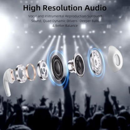 3.5mm Aux Jack Wired Earbuds with Mic & in-Line Volume Control Headphones for iPhone Kids School Students, Crystal Clear Audio Corded in-Ear Buds for Samsung Chromebook Computer Laptop PC, White