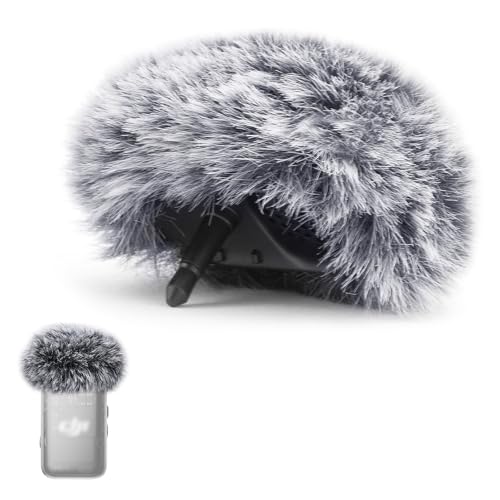 Microphone Windscreen for DJI Mic 2 Transmitter & OSMO Pocket 3, Gray | Furry Microphone Wind Muff Foam Cover, Not for DJI Mic 1 and Mic Mini - size: 3.5mm Plug x 1