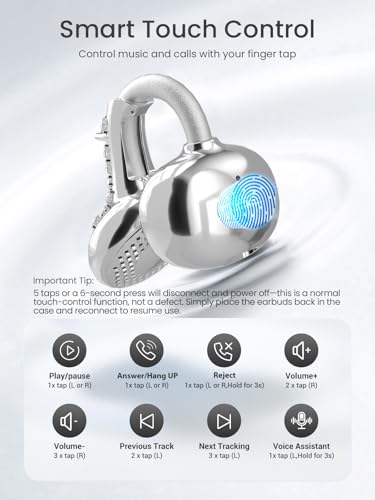 JewelPods C3 Wireless Bluetooth Earbuds, Jeweled Open-Ear Headphones, SLV | Ultra-Light Memory Wire Clip-On Earrings for All-Day Comfort, 60H Playtime, Sweat & Water Resistant, Premium Sound - color: SLV