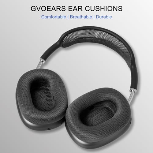 Ear Cushions for Apple AirPods Max, GVOEARS Mesh Earpads Replacement Cover | Air Pods Max Headphones Ear Muffs with Soft Foam & Strong Magnet (Space Gray) - color: Gray-Mesh
