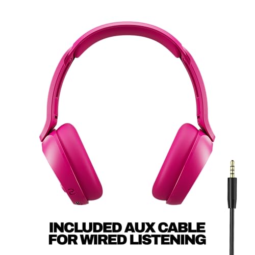 Skullcandy Icon 180 Wireless On-Ear Bluetooth Headphones - Crazy Pink | 50 Hours Battery, Lightweight and Travel Ready, Secure Fit, Sweat and Water Resistant, Microphone iPhone Android, Foldable - color: Crazy Pink