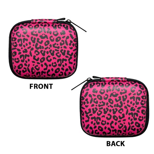 WIRESTER Portable Wireless Headphone Case, Earphone Storage Bag Carrying Case, Earbud Holder with Carabiner Compatible with Raycon Fitness Bluetooth True Wireless Earbuds - Black Hot Pink Leopard - color: Black Hot Pink Leopard