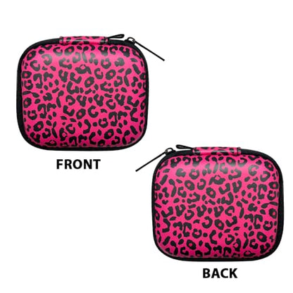 WIRESTER Portable Wireless Headphone Case, Earphone Storage Bag Carrying Case, Earbud Holder with Carabiner Compatible with Raycon Fitness Bluetooth True Wireless Earbuds - Black Hot Pink Leopard - color: Black Hot Pink Leopard