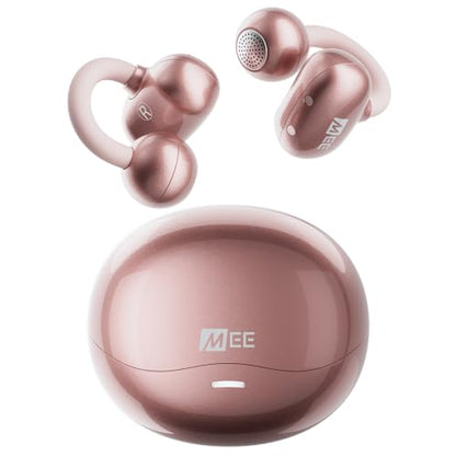 MEE audio Pebbles Air Open Ear True Wireless Earbuds - Bluetooth 5.3 Lightweight Earclip Headphones with Headset Microphone & Call Noise Reduction for Gym/Workouts/Sports and Gaming (Rose Gold/Pink) - color: Rose Gold