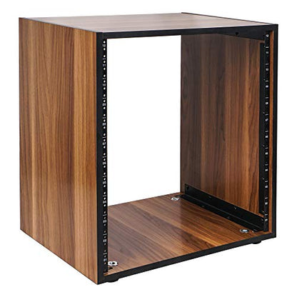 Sound Town DIY 12U Studio Rack with Furniture Grade Walnut Laminate, Rubber Feet, Casters (SDRK-12WN) - size: 12U w/ Casters