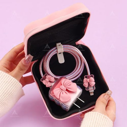 Charger Cover Storage Bag with Bow Tie Waves Design Travel | Bow Tie Waves Design Travel Organizer Case, Charger Cover Storage Bag