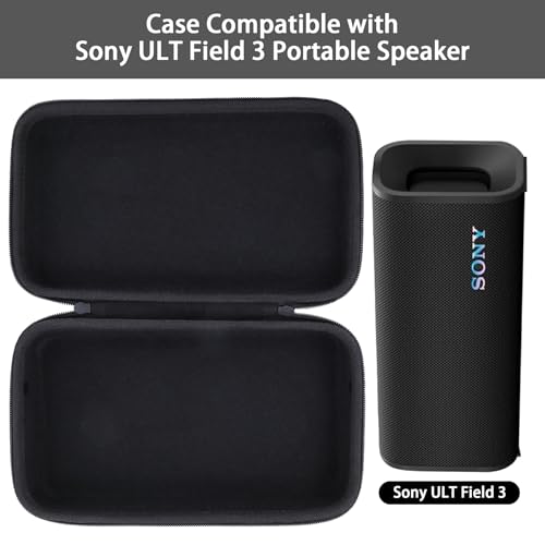 co2CREA Hard Case for Sony ULT Field 3 Wireless Bluetooth Speaker, Black | Portable Travel Bag Replacement with Detachable Shoulder Strap and Handle, Shockproof EVA Shell and Soft Lining - color: Black Case, style: Case for Sony ULT Field 3