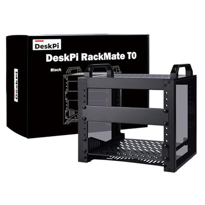 GeeekPi 4U Server Rack, 10 inch Mini Network Rack for Network, Servers, Audio, and Video Equipment, DeskPi RackMate T0 Rackmount, 7.87 inch Depth - color: Black