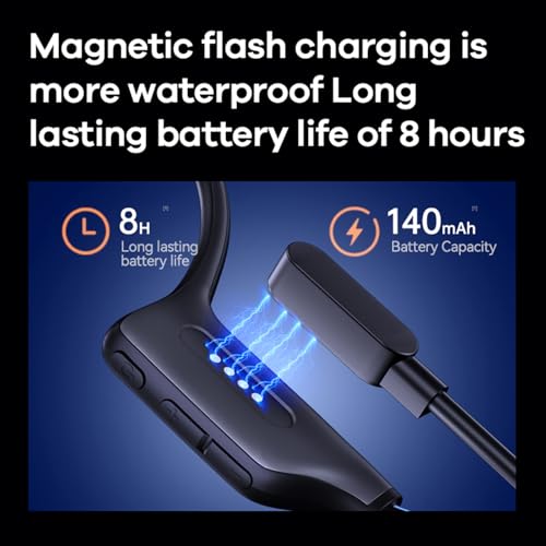 Xmenha Waterproof Bone Conduction Headphones for Swimming Wireless Bluetooth Bone Conduction Earbuds Open Ear Headphones Out of Ear Wireless Bluetooth - color: Black