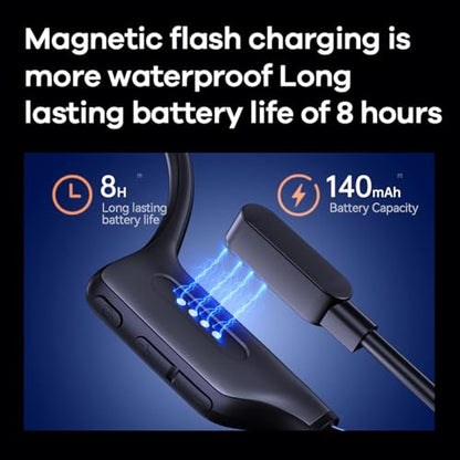 Xmenha Waterproof Bone Conduction Headphones for Swimming Wireless Bluetooth Bone Conduction Earbuds Open Ear Headphones Out of Ear Wireless Bluetooth - color: Orange