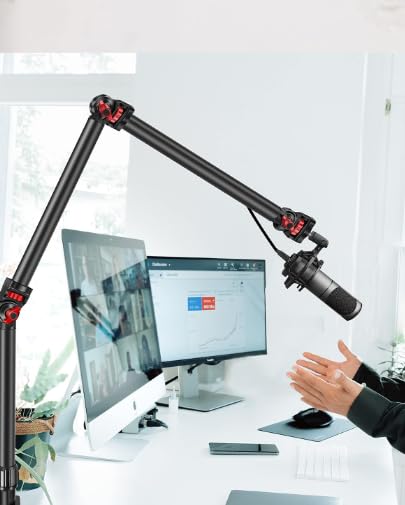 REFLEX CAMERA 37" Articulating Magic Arm Overhead Camera Mount – 3.3kg Load Capacity, Boom Arm with 1/4" Screws, 2-60mm Clamp Range Ideal for DSLR, Photography, Videography & Streaming