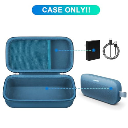 BOVKE Hard Travel Speaker Case for Bose New SoundLink Flex Speaker (2nd Gen) / Bose SoundLink Flex Bluetooth Portable Speaker, Mesh Pocket for Bose Speaker Charger, Charging Cables, Blue Dusk - color: Blue Dusk