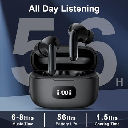 Ear buds, Wireless Earbuds, 56Hrs, BT5.3 Headphones, ENC, IPX7 for iPhone | Bluetooth 5.3, Hi-Fi Stereo Deep Bass, 4 ENC Noise Cancelling Headphones Mics, Ear Buds for iPhone Android Phones Laptop