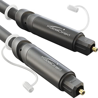 KabelDirekt – TOSLINK Cable – 13ft, Cap – Soundbar | Digital S/PDIF, stereos/amps, home cinema, Xbox One/PS4 - color: Black, size: 4m
