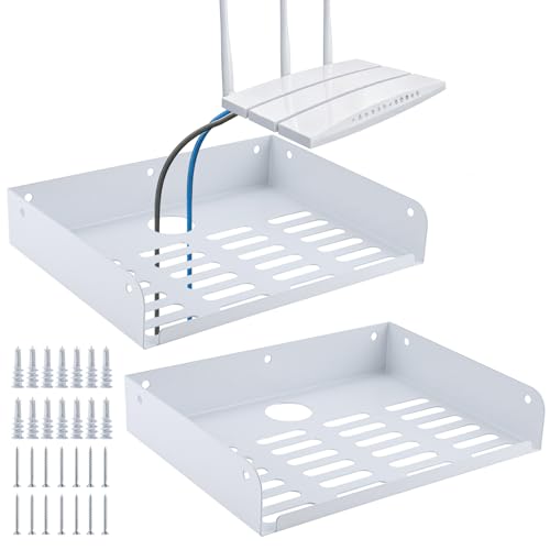 Metal Floating Shelf 9 x 6.9 Inch, Compact Wall Mounted Shelf with Lip for Router, Game Console, AV Equipment, 2 Pack - color: White (2 Pack), size: 9 x 6.9 Inch