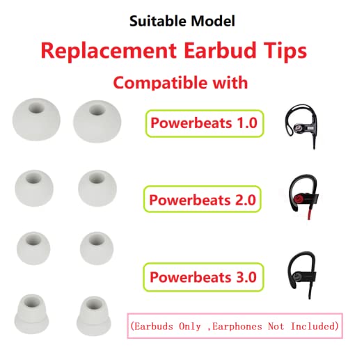 Replacement Eartips Silicone Earbuds Eargels Earpads Compatible with Powerbeats 2 Wireless Beats by Dr.Dre,4 Pairs (S/M/L, and Double Flange), Light Grey