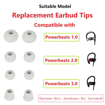 Replacement Eartips Silicone Earbuds Eargels Earpads Compatible with Powerbeats 2 Wireless Beats by Dr.Dre,4 Pairs (S/M/L, and Double Flange), Light Grey