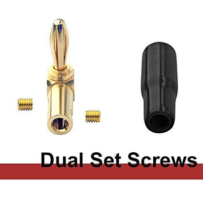 VCE 2 Pack 6.35mm to 3.5mm Male to Female Stereo Jack Adapter Bundle with 8 Pack Right Angle Banana Plugs, 90 Degree 4mm Gold Plated Dual Screw Type Speaker Connector