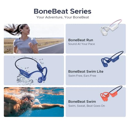 Bone Conduction Headphones IP68 Waterproof Swimming Headphones,10H Running Headphones Bluetooth 5.4 Open Earphones 32GB MP3 Dual Modes for Cycling,Underwater Swimming,Fitness (Blue) - color: BLUE