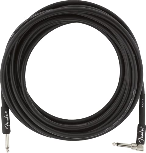 Fender Professional Series Instrument Cable, Guitar Cable, Guitar Accessories, Straight/Angle, Black, 18.6ft - size: 18.6ft, style: Straight/Angle