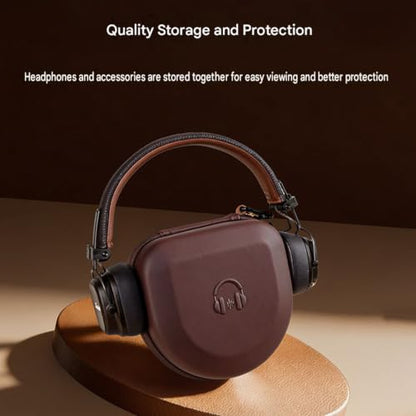 Hard Shell Travel Case for 3/4 / 5 Over Ear Headphones Soft Lining Storage - color: brown