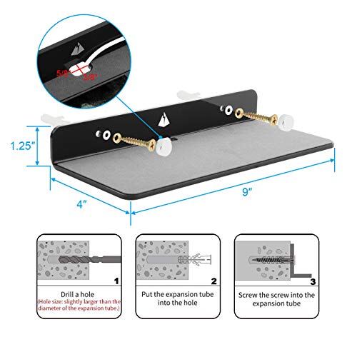Wall Shelf Speaker Stand, Small Wall Holder Speaker Mount for Webcam, Cell Phones, Display Shelf Acrylic Floating Shelf (9-Inch (Black)) - color: Black