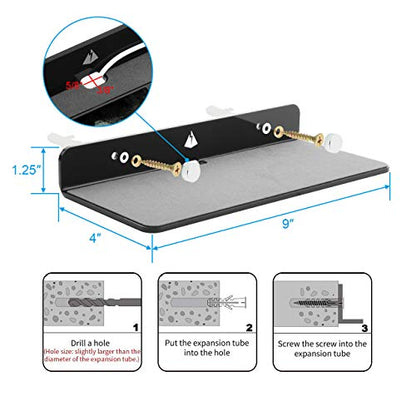 Wall Shelf Speaker Stand, Small Wall Holder Speaker Mount for Webcam, Cell Phones, Display Shelf Acrylic Floating Shelf (9-Inch (Black)) - color: Black