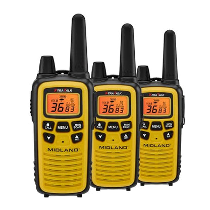 Midland LXT630X3VP3 FRS Walkie Talkies - Long Range 36-Channel Two-Way Radios, NOAA Weather Alerts (3-Pack, Yellow - Black) - style: 3 Pack - Yellow/Black