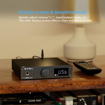SMSL C200 PRO DAC Headphone Amplifier, ES9039Q2M XU-316 HiFi MQA DAC Amp, DSD512 32Bit/768kHz, Type C USB/Opt/Coax/Bluetooth to RCA/TRS/4.4mm/6.35mm Headphone Amps for Gaming PS5/Switch/PC