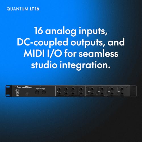 Fender Quantum LT 16 | 16-in 8-out USB-C Audio Interface for Music Production, Eight MAX-HD Mic Preamps, 14 Line Inputs, Low-Latency Drivers, Loopback, Balanced Outputs, Headphone Amp, Mac & PC | 16-in 8-out USB-C Audio Interface for Music Production. Eig