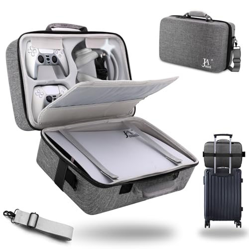 jamini Hard Shell Travel Carrying Case Compatible with PS5, PS5 Pro, Slim - color: Light Grey