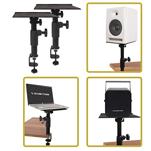 Sound Town 2-Pack Desktop Clamp-On Studio Monitor Speaker Stands with Horizontal/Vertical Speaker Orientation (STSD-DCM-Pair)