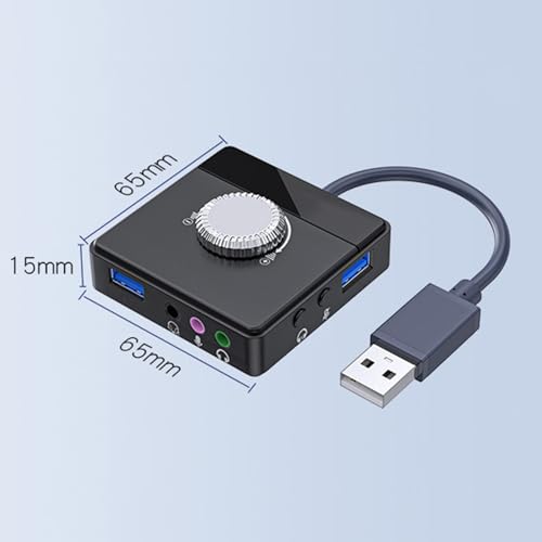 USB Sound Card, Plug and Play External USB Sound Adapter Audio Adapter with 3.5mm USB Interface Volume Control for PC Laptop
