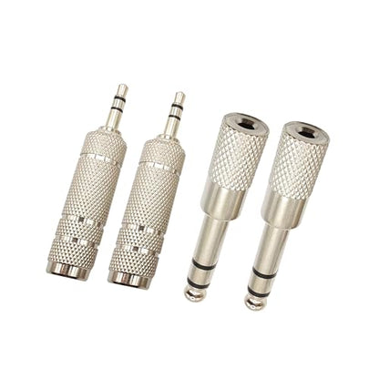 1/4 Female to 1/8 Male Audio Adapter Kit 3.5MM Male to 6.35MM Female Connector for Guitar Headphone 4 Pack - color: Silver