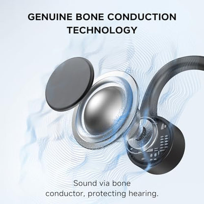 Yorlu Bone Conduction Headphones, Open-Ear Bluetooth Sport Headphones | Lightweight, 10Hrs Playtime, IP56 Waterproof, Bone Conduction Earphones for Workout, Hiking