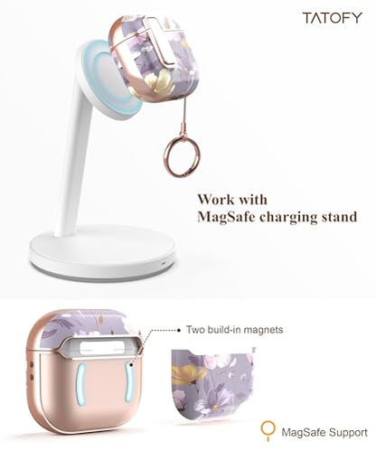 TATOFY Cover for AirPods Pro 4th Generation Case with Lock Clip Cleaner Kit Slim Hard AirPod 4 Lock Case Compatible with MagSafe (Violet) - color: Violet, size: AirPods 4th Gen