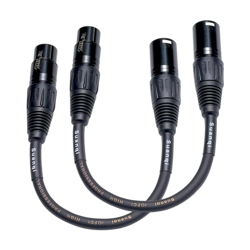 XLR Cable 3-Pin Male to Female XLR Cable Adapter - Professional Balanced Audio Connector for Microphones, Mixers, and Studio Equipment - Durable Metal Construction 6in/2pack - size: 6 in