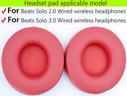 Replacement Ear Pads Compatible with Beats Solo3.0 Wireless College red | for Beats Solo2.0 Wired headphones Memory Foam/Protein Leather Earpads Earmuffs - color: College red